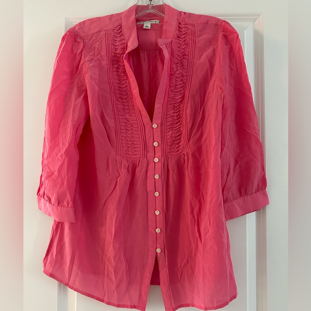 Banana Republic neon pink silk blouse
